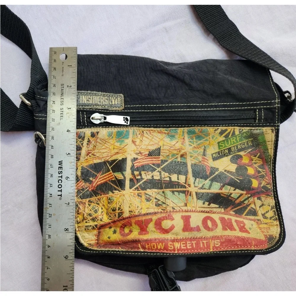 INSIDERS BROOKLYN NY Leather Nylon Xbody Bag Coney Island CYCLONE Rollercoaster‎
